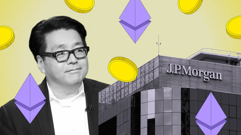 JP Morgan launches a tokenized money-market fund on Ethereum as Tom Lee predicts a major ETH price breakout soon.