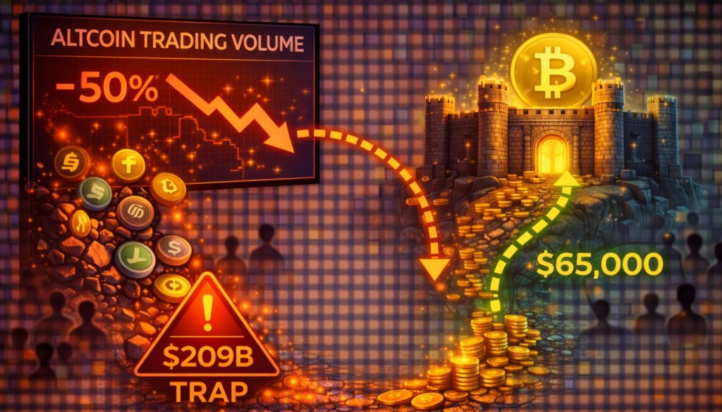 Trading Volumes Halve As Capital Flees To Bitcoin $65,000 Fortress Trading Volumes Halve As Capital Flees To Bitcoin $65,000 Fortress